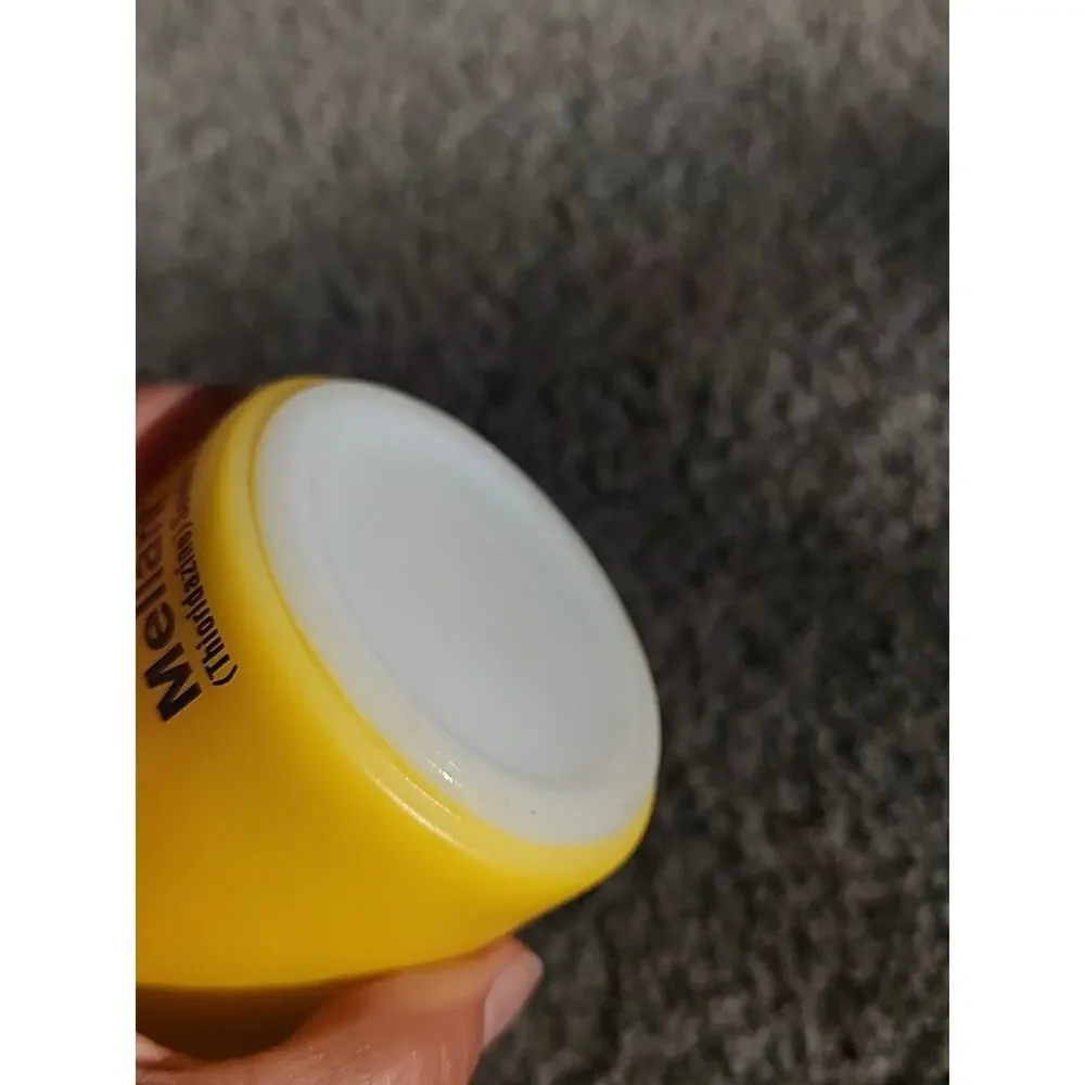 Mellaril Pharmaceutical Advertising Mug yellow milk glass federal Glass‎ VTG